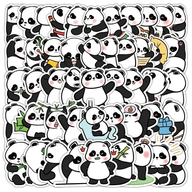 10/50Pcs Cute Panda Animals Stickers Personality Helmet Skateboard Guitar Mobile Phone Car Desk Sticker Decoration Kids Reward