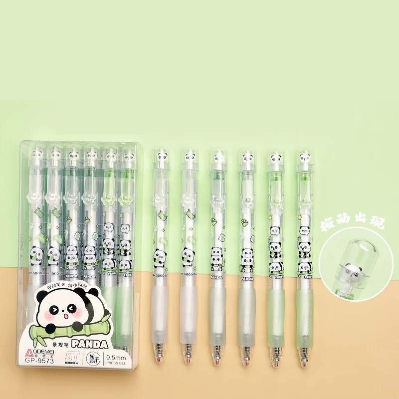 

60pcs/lot Creative Panda Landscape Press Gel Pen Cute 0.5mm Black Ink Neutral Pens For Writing Office School Supplies