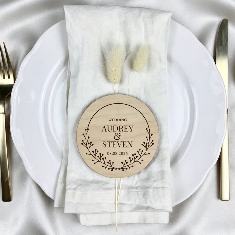 

Custom Round Wooden Coasters, Personalized Wedding Coasters, Wedding Gifts for Guests