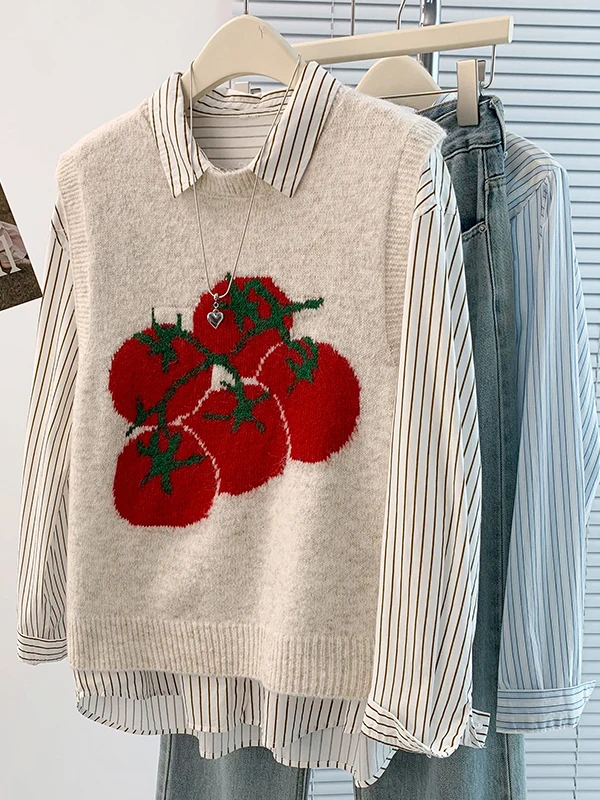 Moda agel preguiçoso sle versátil floral bordado svel com capuz colete superior feminino solto ajuste camisola de malha outono 2025