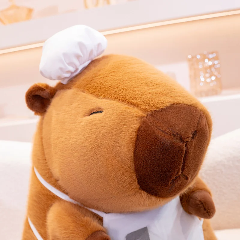 1Pc 2835/50cm Kawaii Capybara Plush Doll Lovely Capybara Wearing Chef\'s Hat Apron Stuffed Soft Animal Pillow Creative Gift Toy