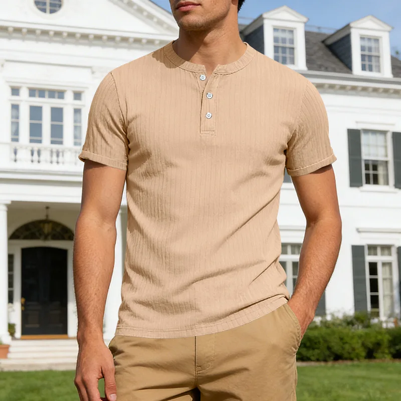 Summer Men's Striped POLO Shirt Slim-fit Breathable Casual Short Sleeve Shirt
