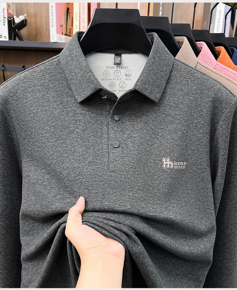 Marke Mode Buchstaben Muster Langärmel Polo-Shirt Herren Luxus Herbst Neues Leicht Komfort Geschäftsbereich Freizeit Flip-Kragen T-Shirt – Detail 14