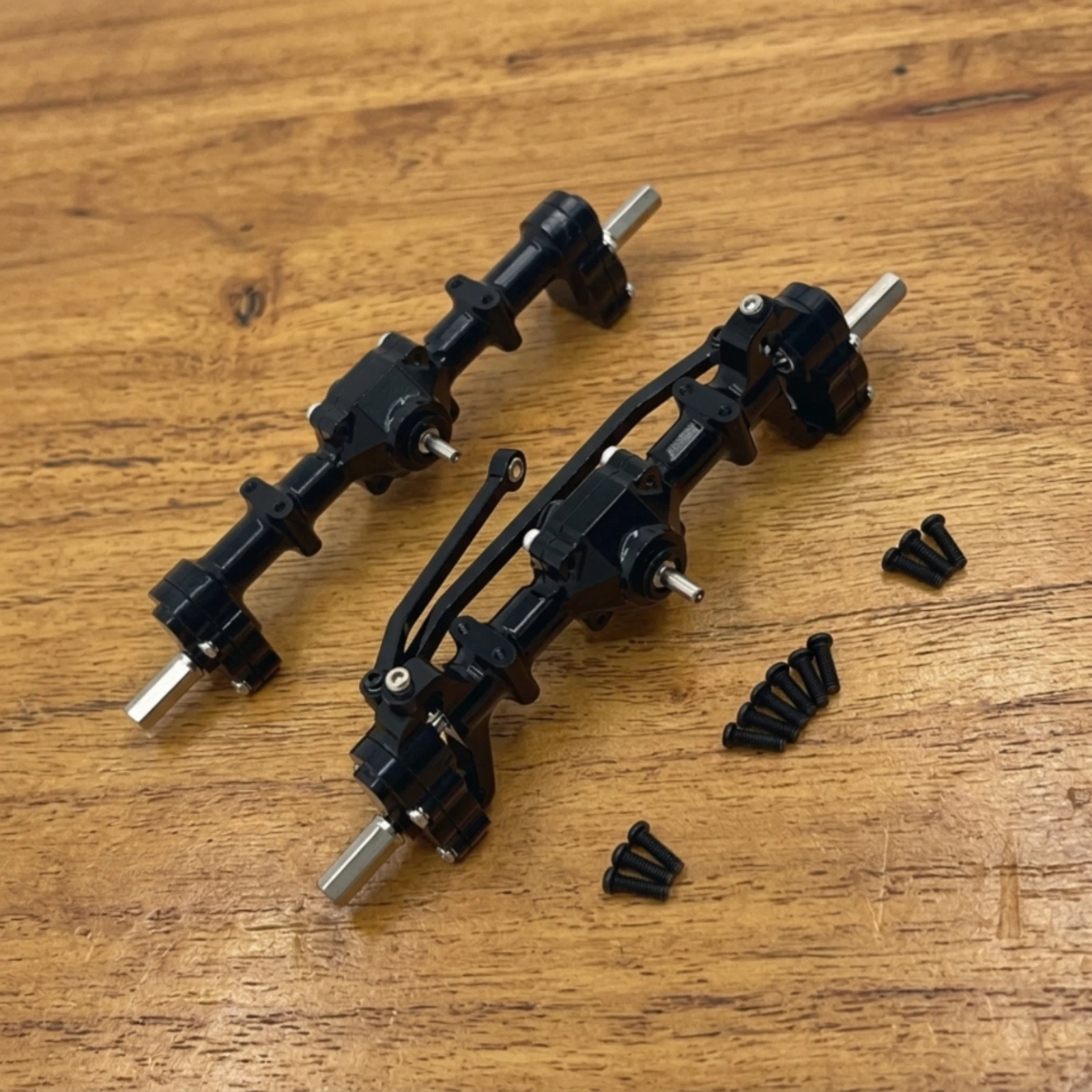 Front and Rear Axle Assembly 6061 Aluminum RC Car Axle with Gears Axles Cast-Iron Hardware Long-Lasting for Hobbyists