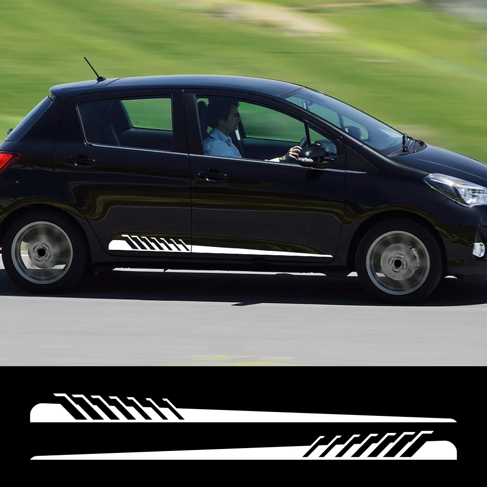 Car Side Door Vinyl Graphic Decal Racing Stripe Sticker for Toyota Yaris Hatchback XP130 XP90 XP210 Auto Exterior Accessories