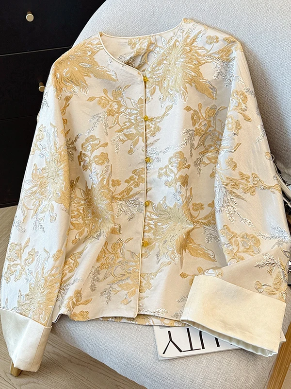 جديد الصينية Sle الثقيلة التطريز زر تانغ دعوى Jaet المرأة ربيع الخريف Sle عالية قسط التخسيس تنوعا أعلى