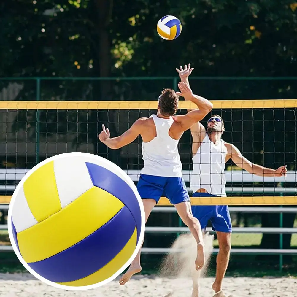 Taglia 5 pallavolo Standard blu bianco giallo PU morbido gonfiabile impermeabile pallavolo all'interno della palla pratica della scuola della spiaggia all'aperto