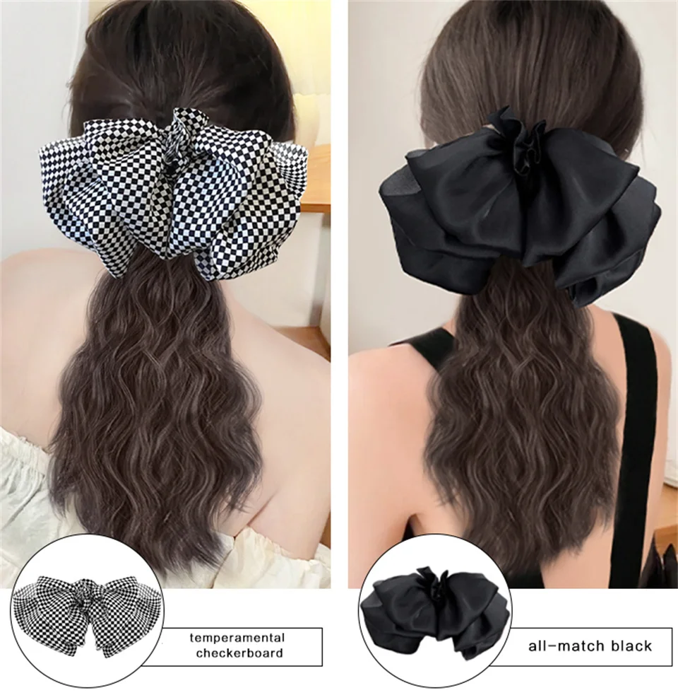 AS Synthetic Claw Clip Ponytail Hair Extensions long Curly hair Natural bow Tail False Hair For Women Horse Tail Black Hairpiece