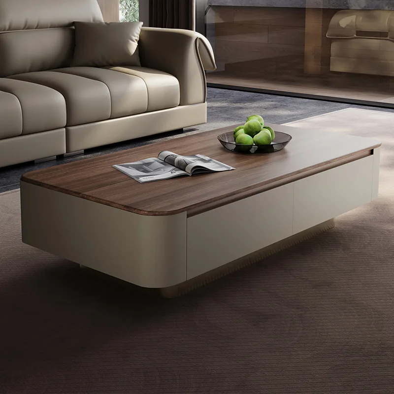 Walnut solid wood coffee table living room 2025 new light luxury high-end atmospheric TV cabinet combination