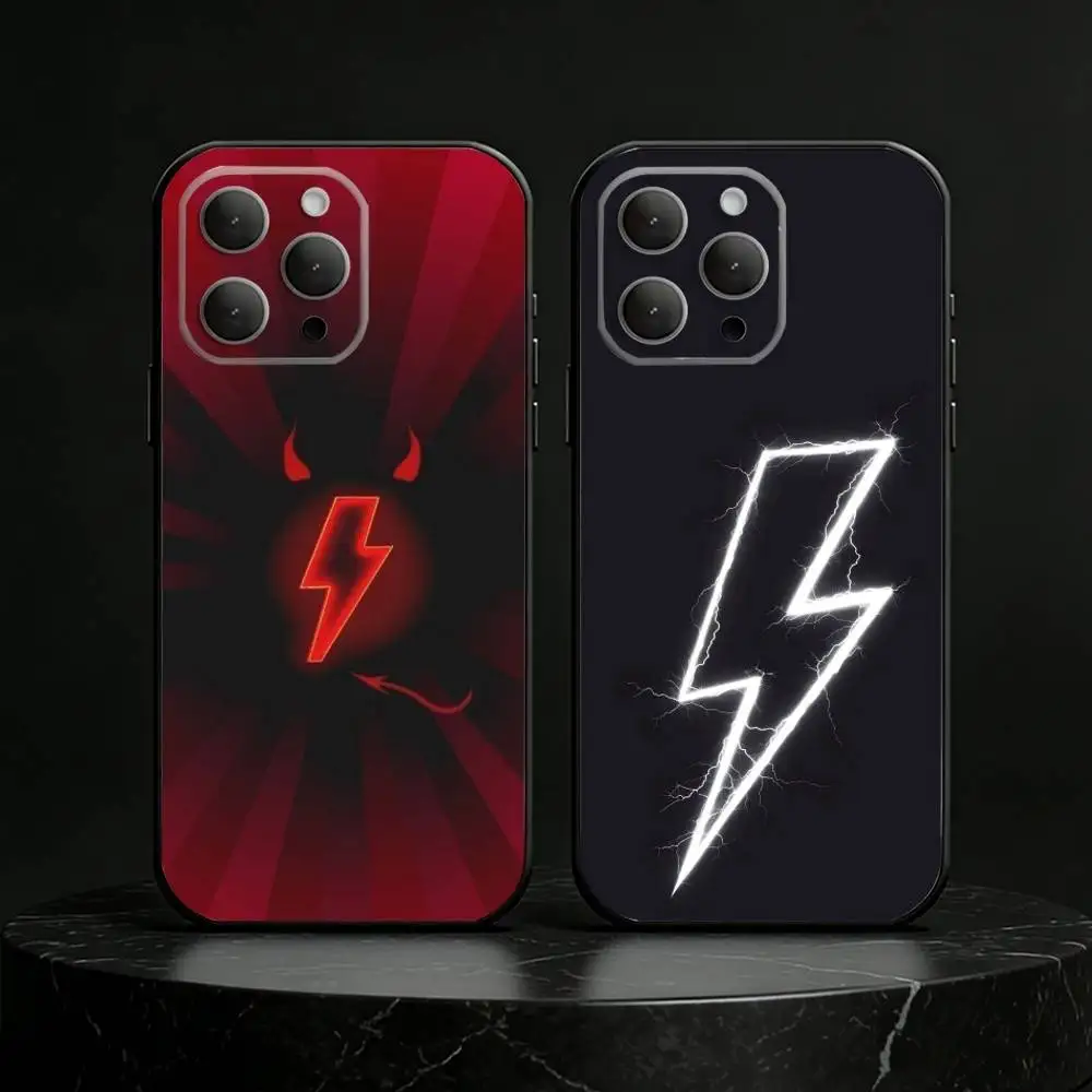 

L-Lightning Letters Phone Case For iPhone 17,16,15,14,13,12,11 Plus,Pro Max,SE4Soft Silicone Black Cover