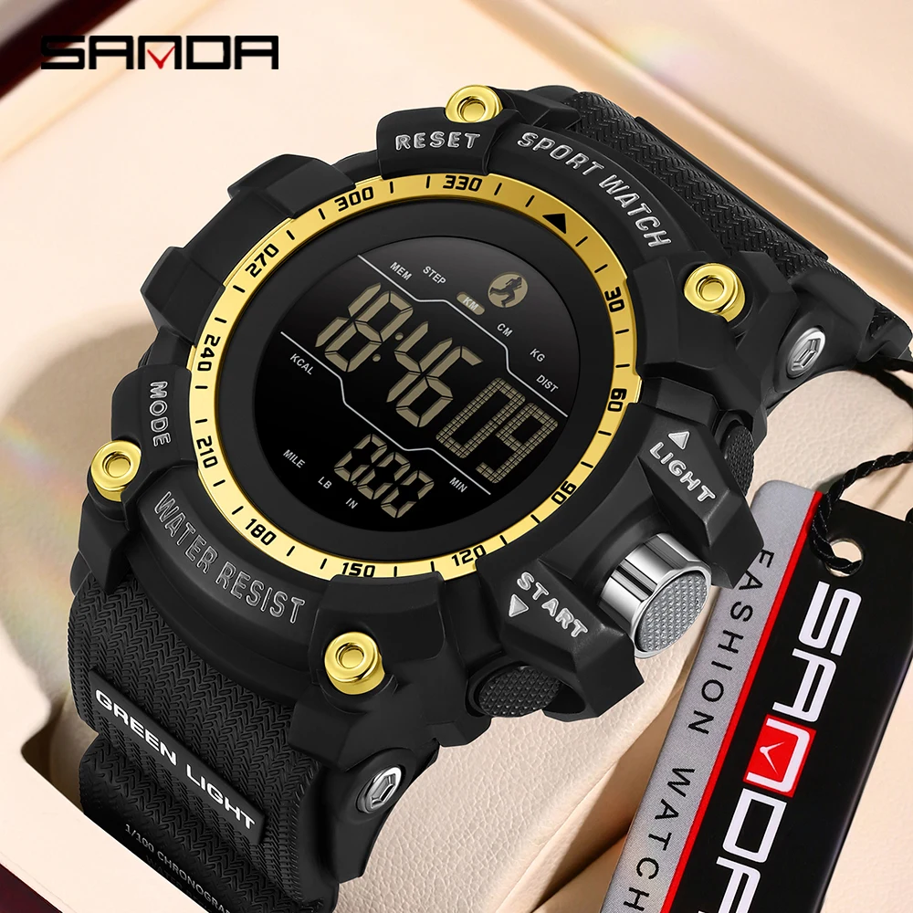 Fashion SANDA New 2192 Student Electronic Watch Calorie Pedometer LED Waterproof Dual Display Student Electronic Watch