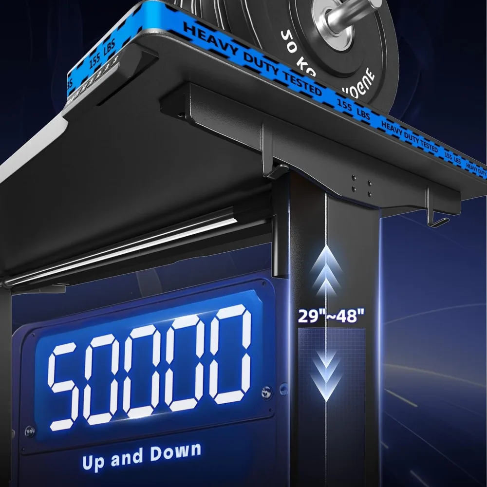 Electric Gaming Standing Desk with LED Lights,48 x 24 Inch Height Adjustable Computer Desk with 3 Memory Preset,Gaming Sit Stand