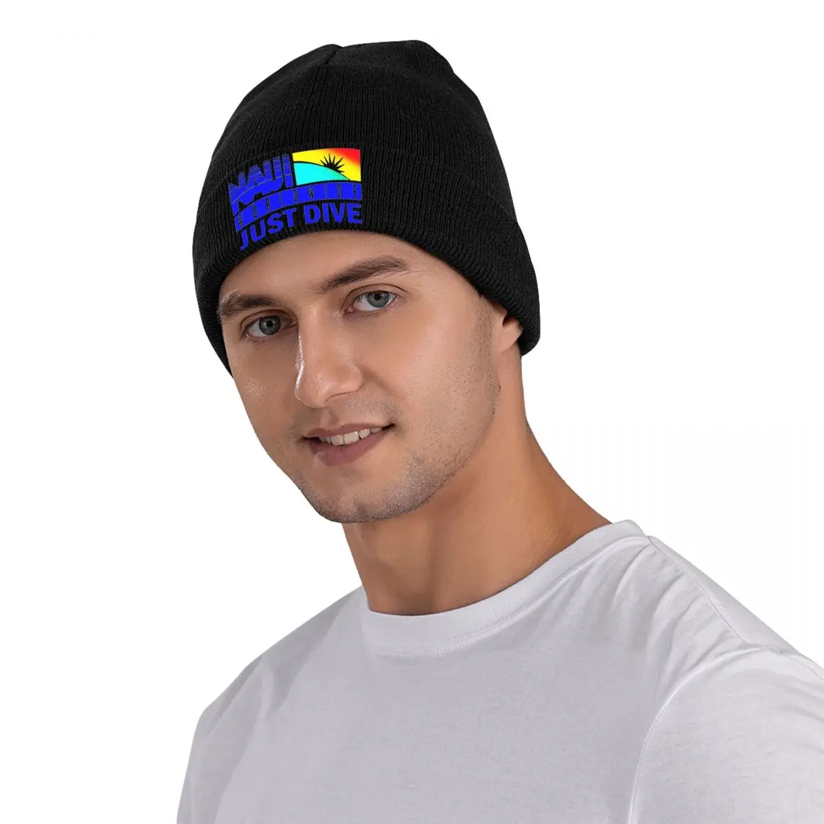 NAUI ความละเอียดของหมวกดําน้ํา Beanie หมวก Rainbow โลโก้ถักหมวก Hippie Elastic ผู้ชายผู้หญิงหมวกฤดูใบไม้ผลิ Casual Bonnet หมวกปัจจุบัน