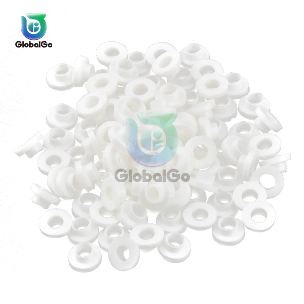 100Pcs TO-220 Transistor Plastic Insulation Washer Particles + 100Pcs TO-220 Isolated Silicone Pad Sheet Strip