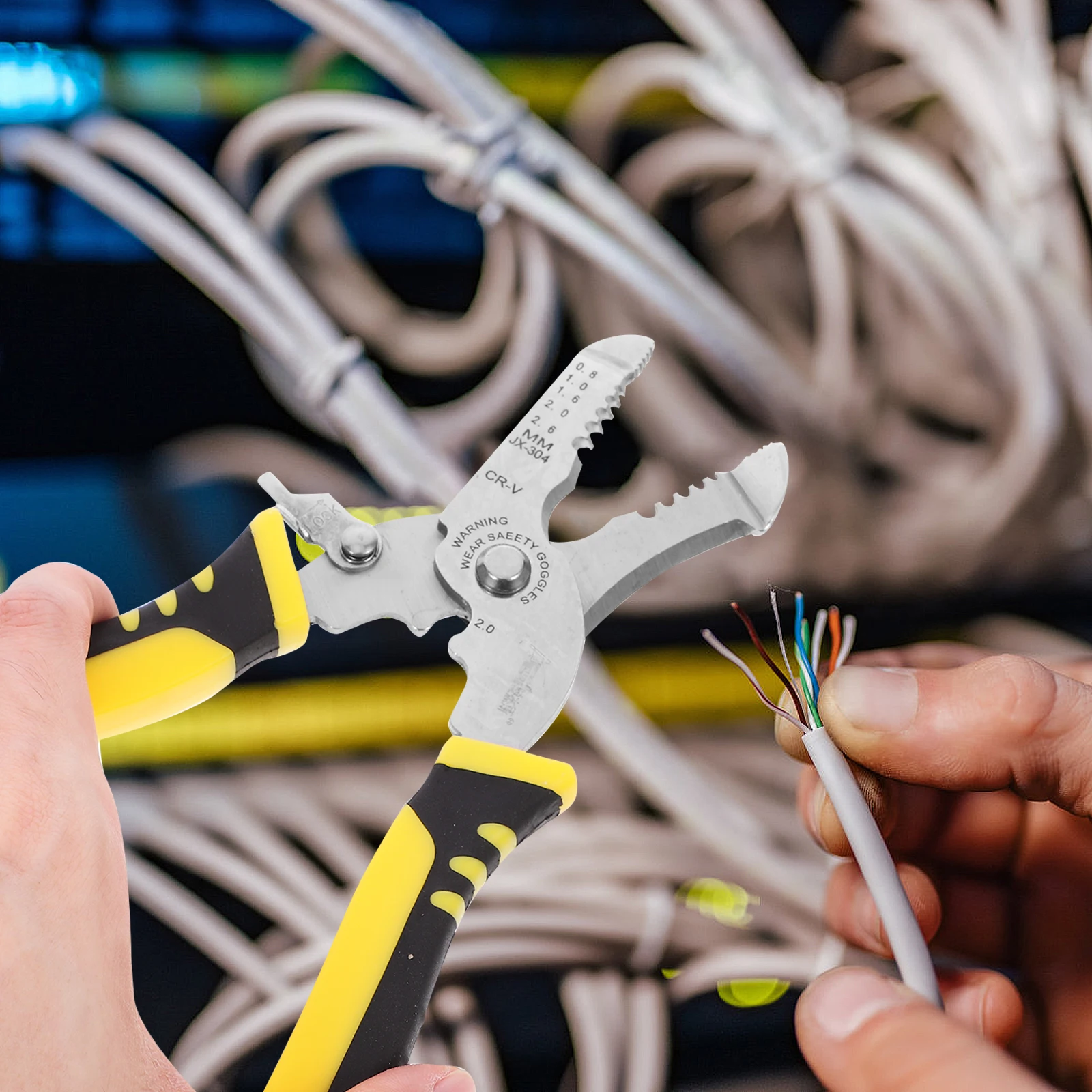 

Multi function Wire Stripper Durable Stainless Steel Cable Home Pliers PE IV Telephone Lines Safety Lock Storage