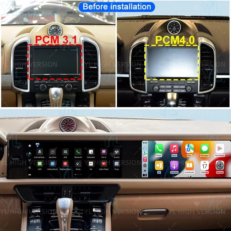 Android 14.0 Dual Screen Interaction For Porsche Cayenne 2010-2023 GPS Navi Auto Head Unit Carplay Car Multimedia Stereo BT 5.0