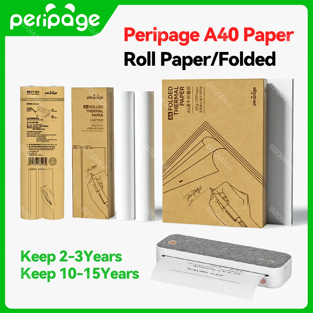 Thermal Paper A4 210X30mm /210X297mm for PeriPage A40 Official Fax Machine Papers 10-15 Years or 2-3 Years Paper Roll Fold