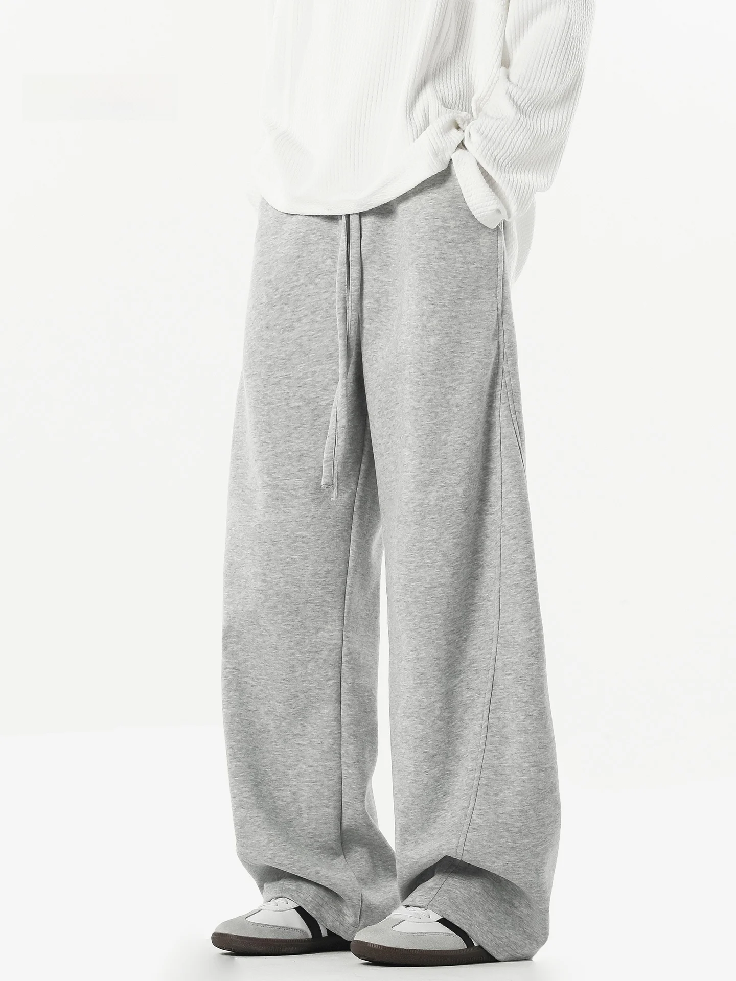 

American Sle Thiened ey Sweatpants Men's Winter Fce Lined Thi Cleanfit Drape Straight Leg Sports Casual Pants