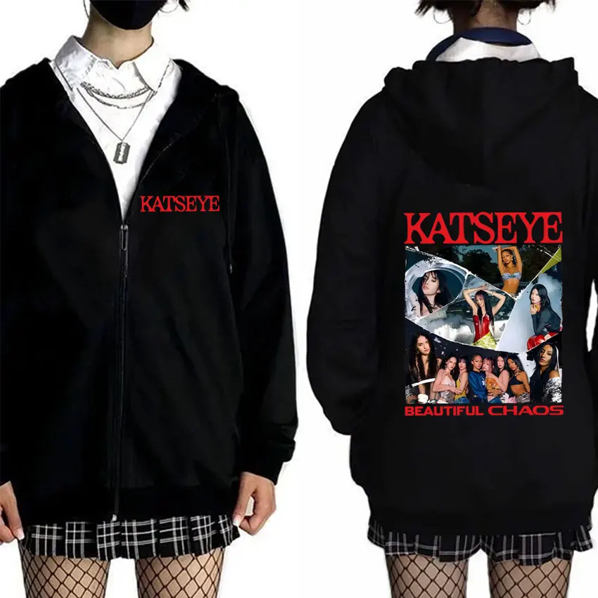 

Korean Girl Group KATSEYE Beautiful Chaos Graphic Zipper Hoodie Men Women Casual Zip Up Hoodies Male Fashion Y2k Oversized Coat