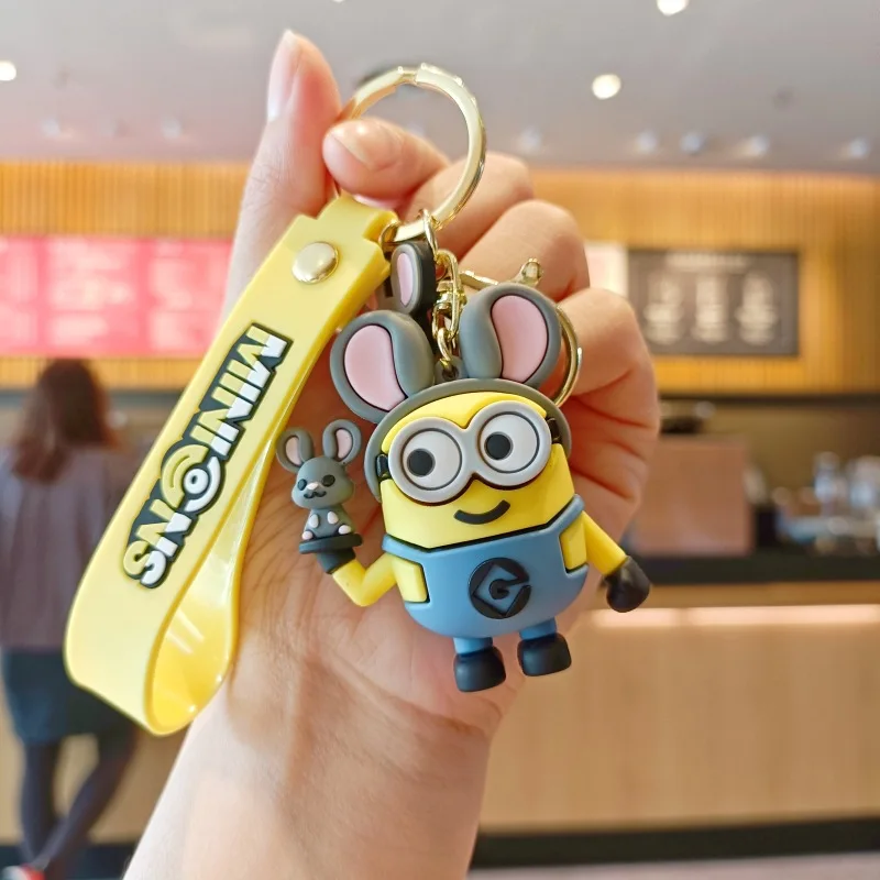 Minions Fans 12 Zodiac Animal Keychain Set, Cute Cartoon Figure Bag Charm, Student Backpack Pendant Key Ring Gift - view 2