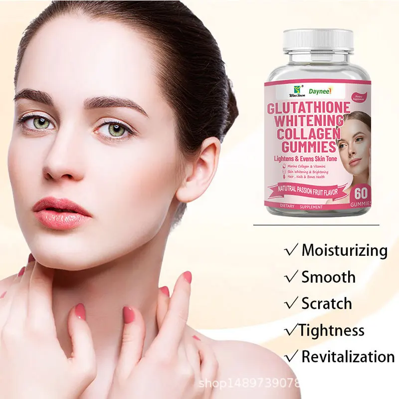 

1 bottle glutathione collagen glowing gummies fade skin tone balance nutrition improve sugar metabolism health food