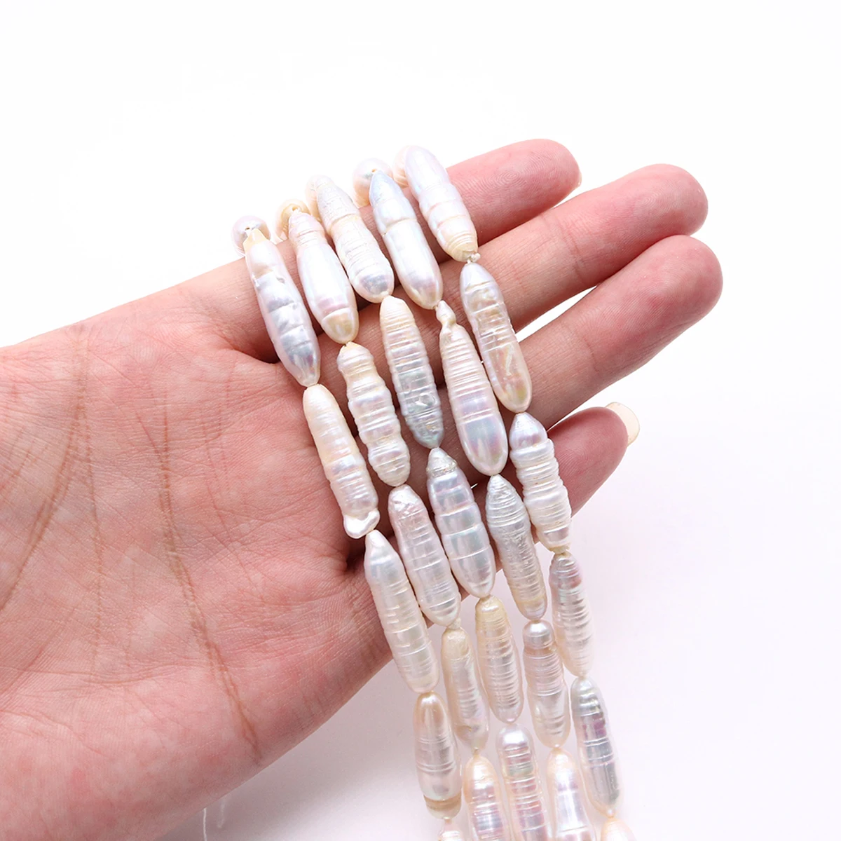 

6-8mm Natural Freshwater Pearl Cylindrical Threaded Loose Sapcer Beads for Jewelry Making DIY Women Necklace Bracelet Accessory