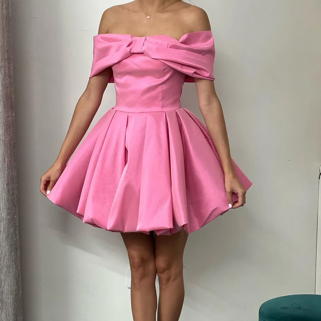 Eeqasn Lavender Organza krótkie suknie balowe 2022 Off The Shoulder formalne przyjęcie z okazji ukończenia szkoły sukienka Student Mini suknie Homecoming