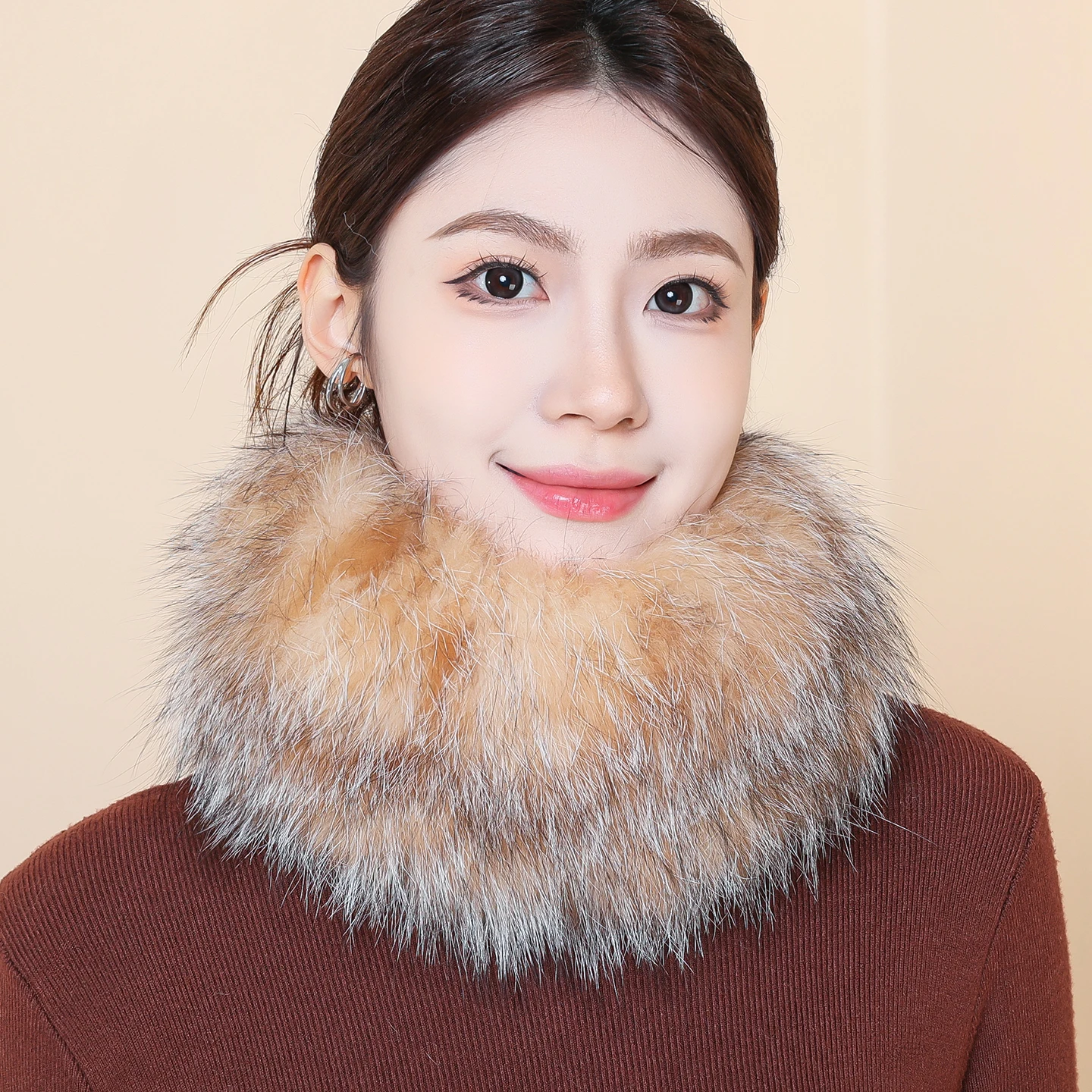 フォックスファースカーフ-レディース-厚手-冬-ファッション-韓国スタイル-暖かい-ネックウォーマー-ロング-長方形-無地-ヘッドバンド-ヘアタイ