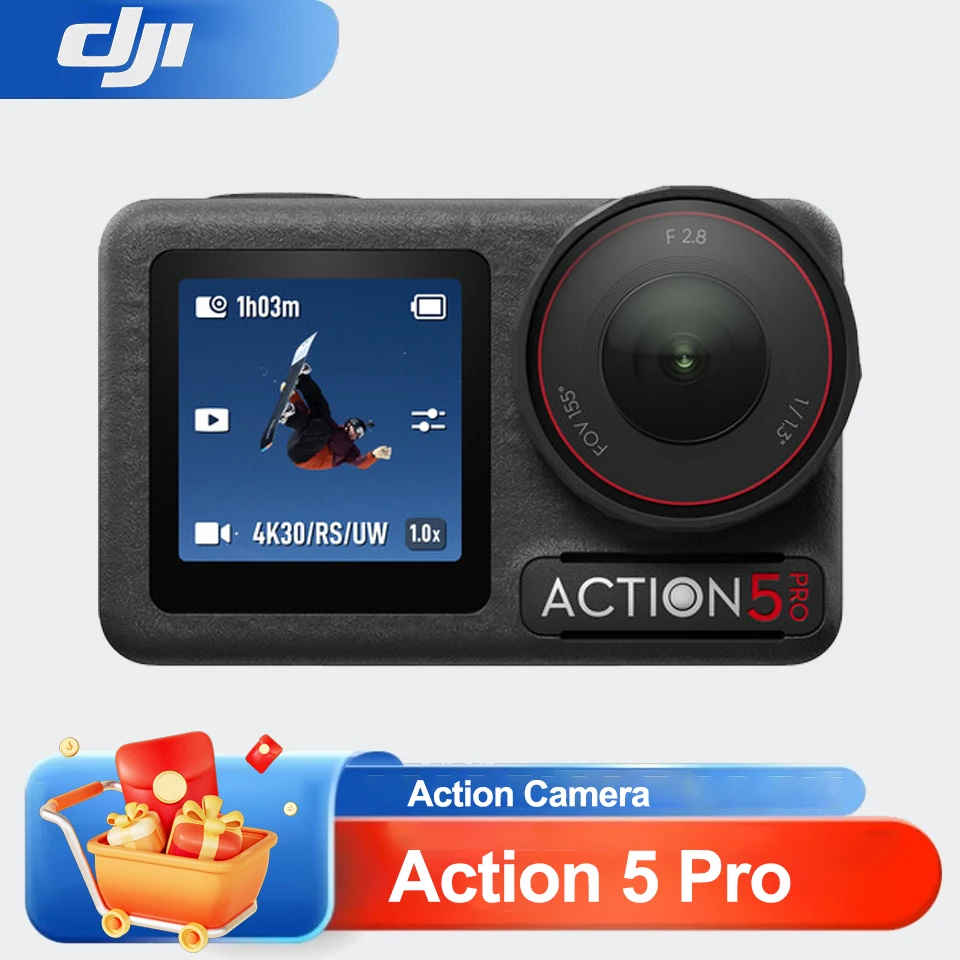 DJI Osmo Action 5 Pro Action Camera 360° HorizonSteady Subject Centering & Tracking Dual OLED High-Brightness Touchscreens