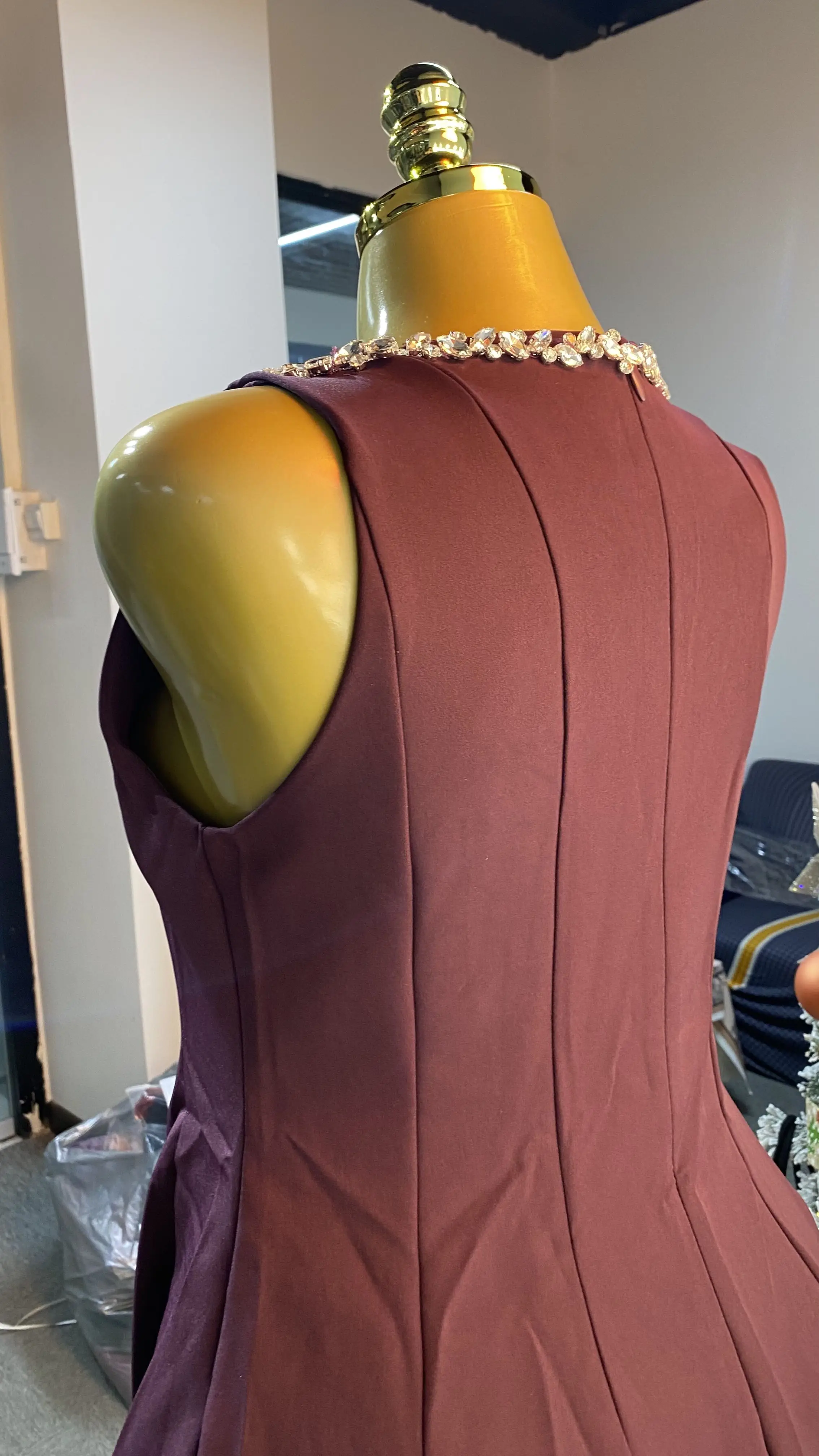 ملابس نسائية خريفية جديدة أنيقة وأنيقة، فستان طويل مثير بدون ظهر بقصة ضيقة، فستان بدون أكمام-GZXX293 #3