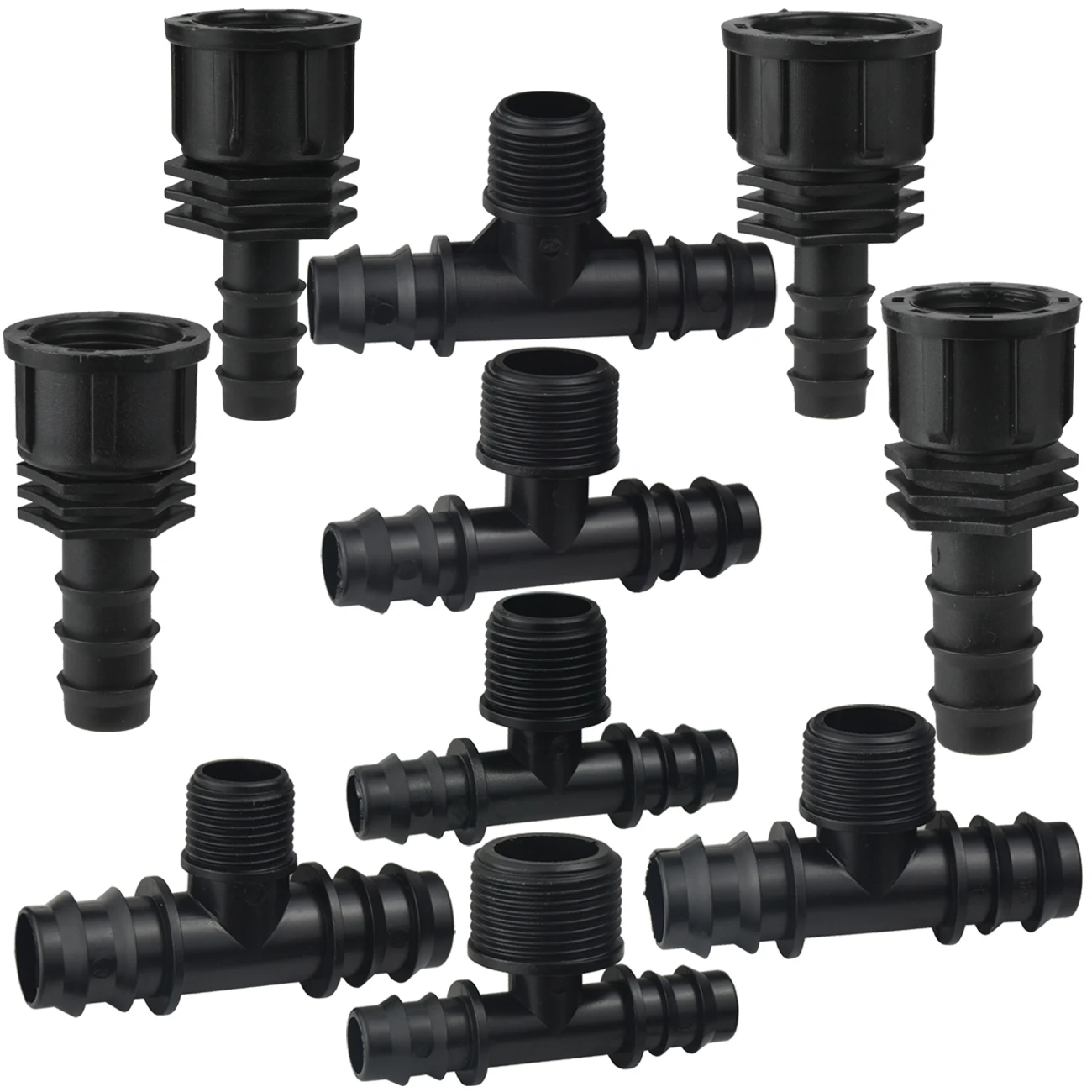 DN16/20/25mm Rohr-Widerhakenverbinder 1/2" 3/4" BSP Außengewinde T-Stück Winkelstück Gerades Verbindungsstück Gartenbewässerungs-Wasserschlauchadapter