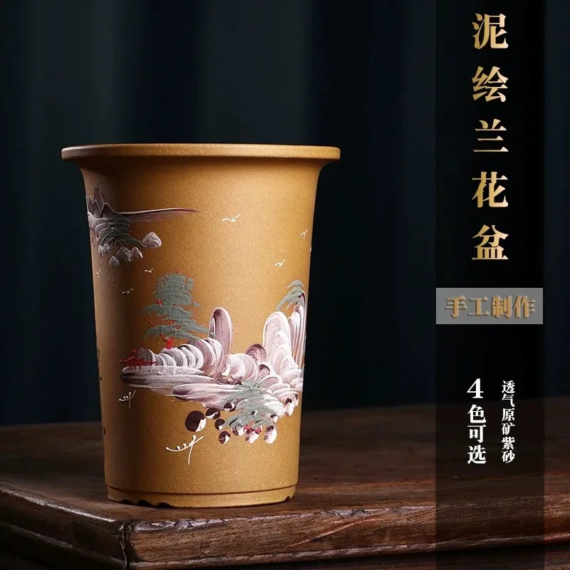 

Ceramic Handmade Bonsai Pot, Hand Painting Vase, Chinese Pattern, Cubicle Desk, Office, Garden, Home, Table Decoration