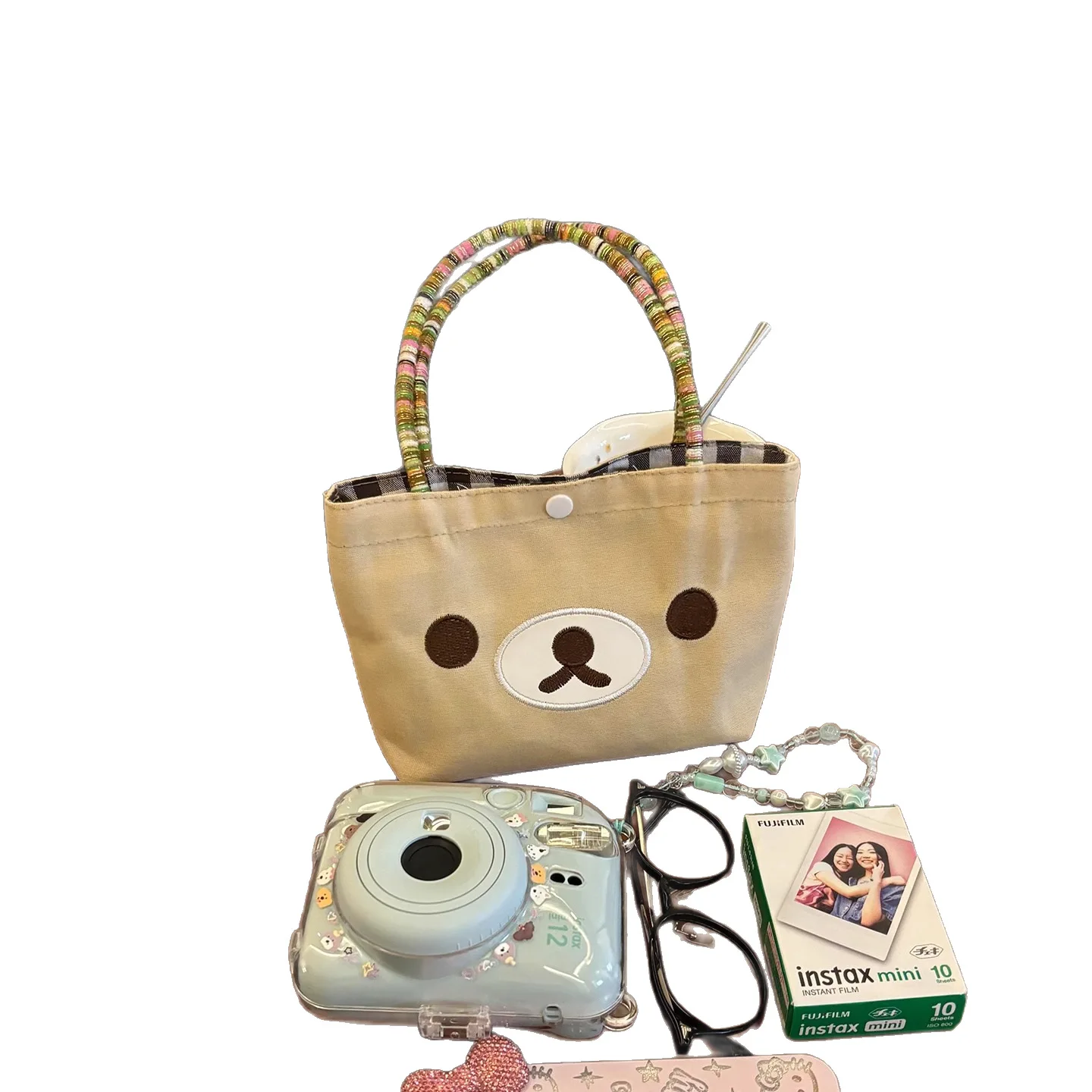 Kawaii Rilakkuma Handbag Shoulder Bag Cute Cartoon Large Capacity Student Storage Anime Tote Bag Girls Christmas Gifts Toys
