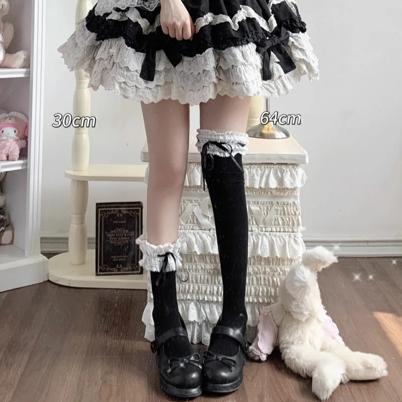 

Japanese Hot Lolita Gentle Ballet Socks Women Spring Bowknot Mid-calf Socks JK Harajuku Sweet Cotton Socks