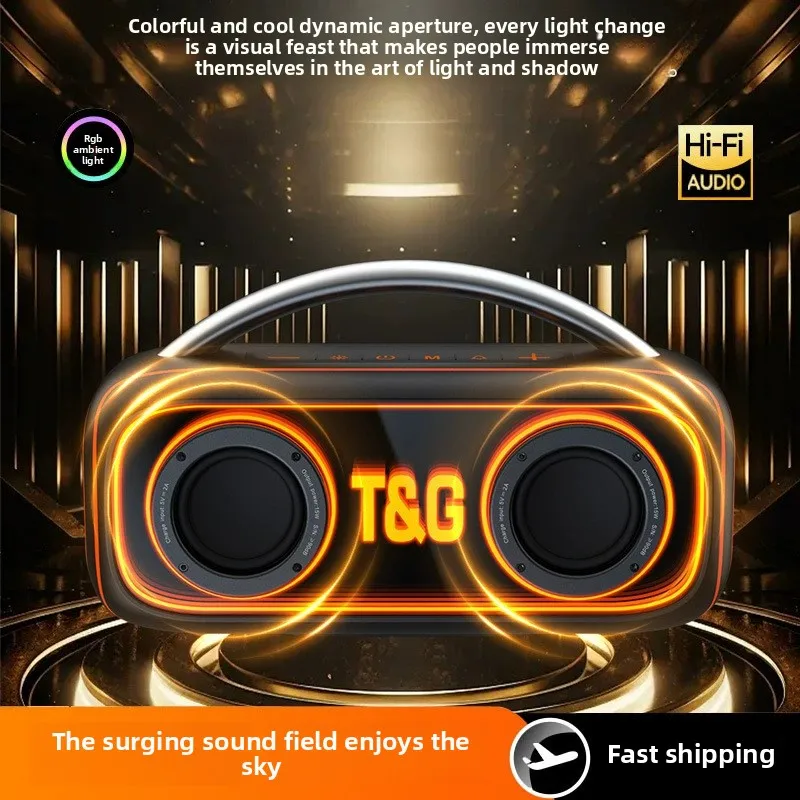 

New TG458 30W Deep Bass Portable Wireless Bluetooth Speaker Outdoor Adventure Game DJ Speaker HIFI Sound Quality Supports TWS/TF