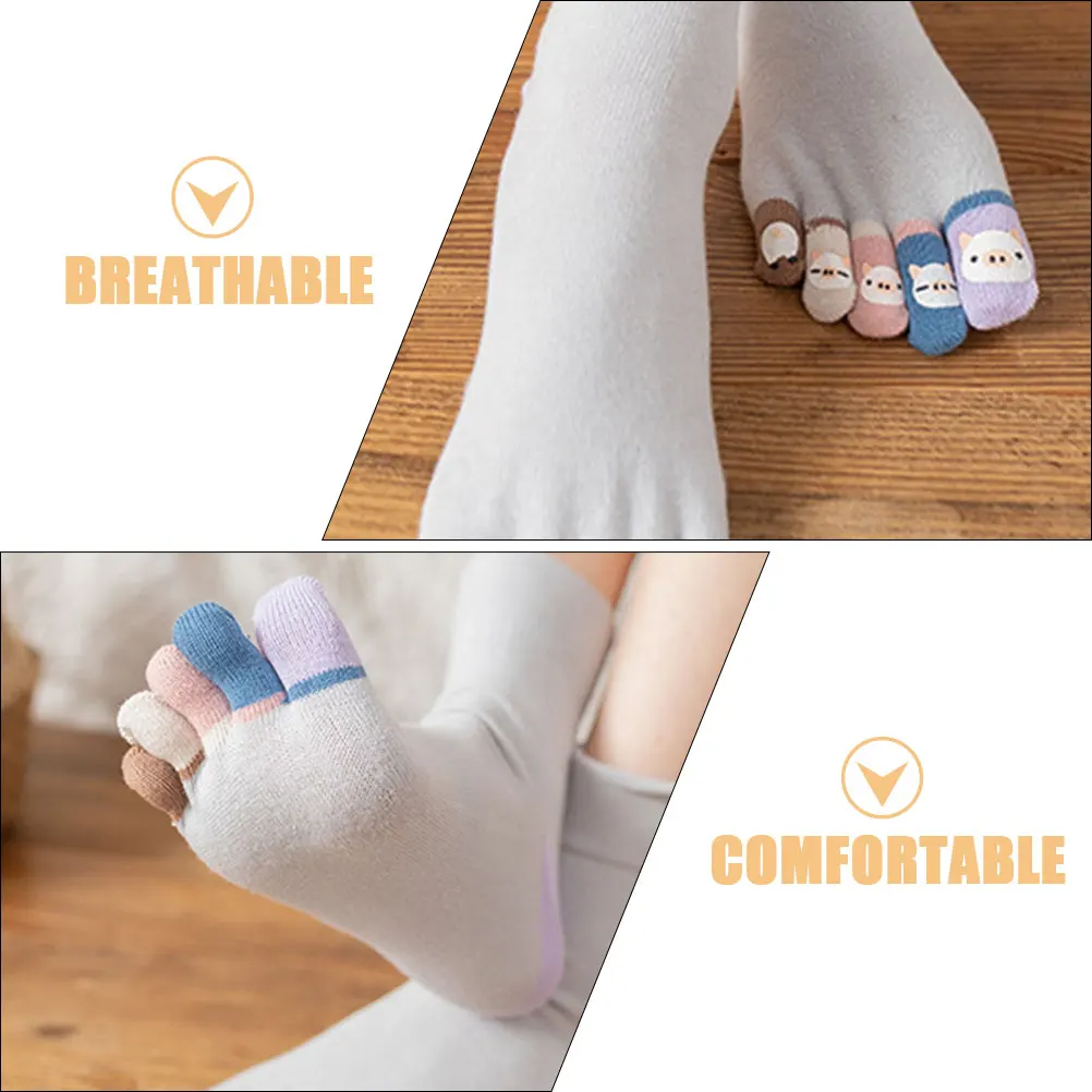 

Cotton Toe Socks Women Cute Breathable Teen Girls Separated Design Moisture Wicking Casual Sports Friendly Skin Soft Comfortable