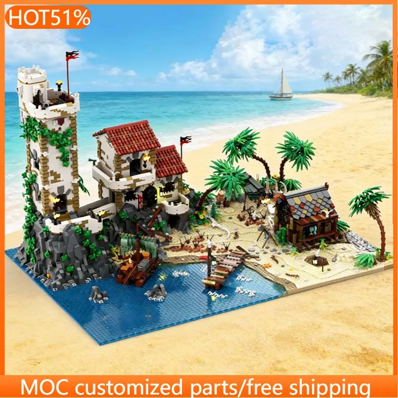 

8047 деталей Городская улица Порт Саваж Проклятый пляж MOC, модульный конструктор, популярная детская игрушка для мальчиков, подарок на праздник