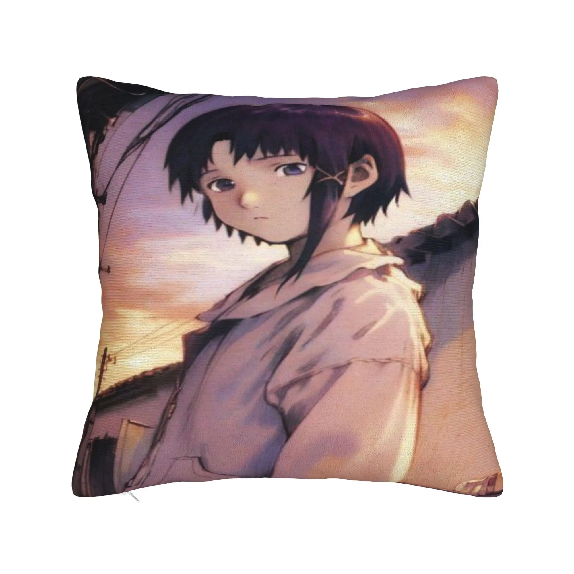 Pillow Cover Anime Serial Experiments Lain  Fashion Pillow Case For Sofa Bedroom Home Decor Pillowcases