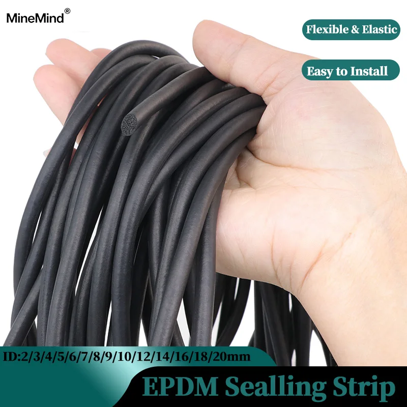 1~5m EPDM Sealling Strip 2/3/4/5/6/7/8/9/10/12/14/16/18/20mm Sound Proofing Dustproof Foamed Rubber O Type Round Seal Strips