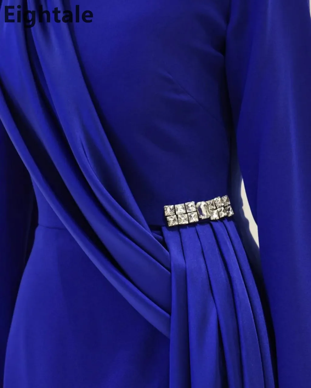 Eightale 2025 Abito da sera in raso a maniche lunghe per la festa nuziale O Collo Abito da ballo Abito da festa arabo saudita personalizzato