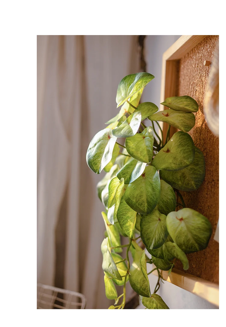 Grüne künstliche Pflanzen Simulation Wandbehang gefälschte Blatt Rattan echte Schildkröte Rattan Hochzeit Hotel Party Home Decor Accessori – Detail 5