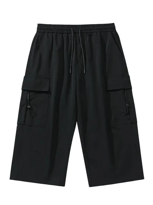 

Ice Silk Workwear orts Men's Summer Trendy Brand Thin Loose Straight Cut Qui Dry Seven Casual Pants Cargo Straight Leg Jeans