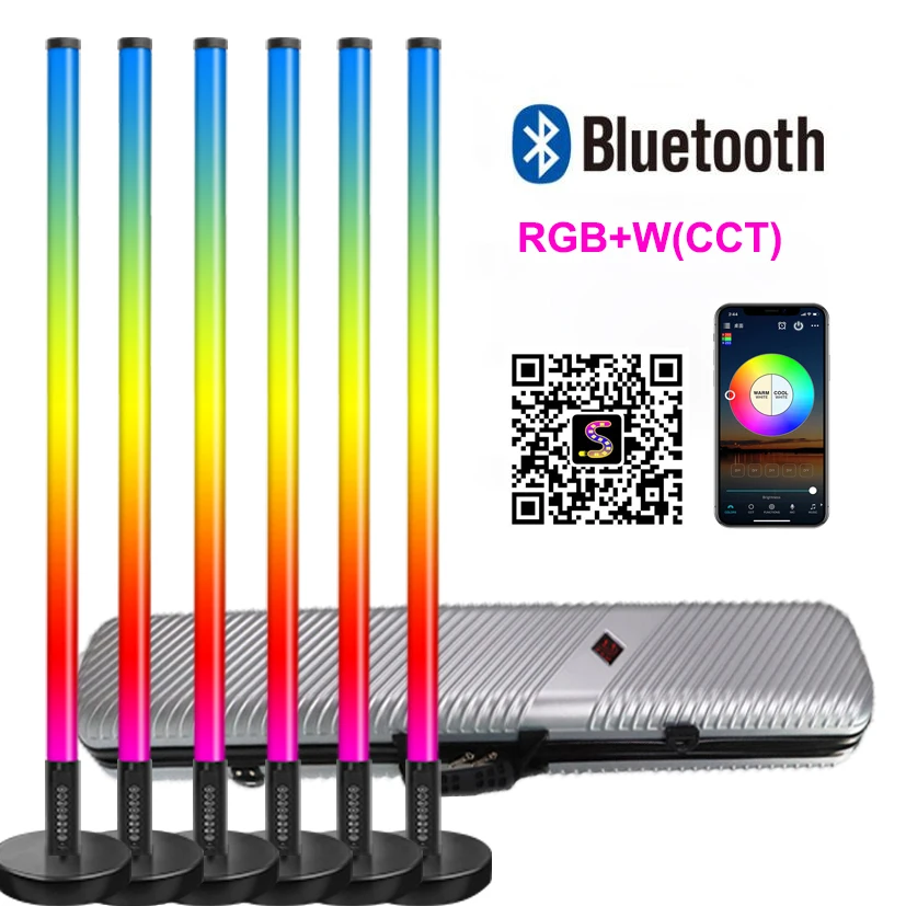 6Sets Bluetooth APP Control Magic RGB Color LED Video Tube Light Bar With Stand 4ft Neon Mood Light For Home Room Decor Party Dj