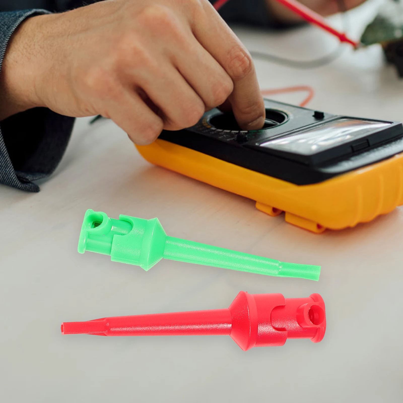 

3PC Test Hook Clips Copper Plated Insulated Covers Electronics Repair Multimeter Probes Lead Wires Flexible Grabbers Safe