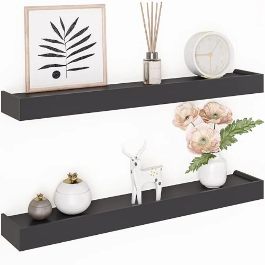 

Modern Floating Shelves " Wood Wall Mount Ledges for Nursery Living Room Bathroom Kitchen Office