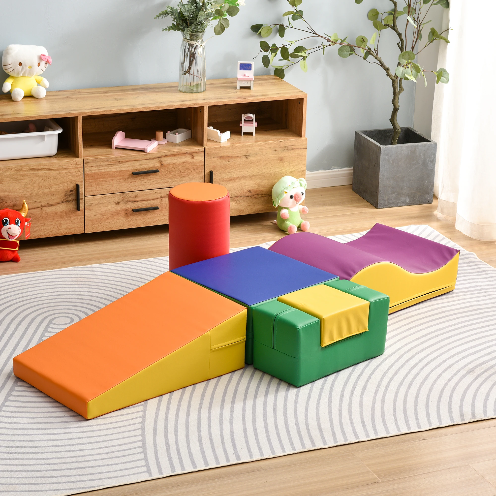 Juego de 6 piezas - Set de juego de espuma segura surtida para niños pequeños y preescolares, set de actividades para trepar y gatear, formas de espuma ligeras