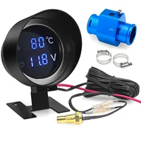 Medidor de temperatura del agua Digital Led redondo AD para coche + voltímetro adaptador de temperatura del agua 2 en 1 medidor de voltios para Moto + Sensor de temperatura del agua de 10mm