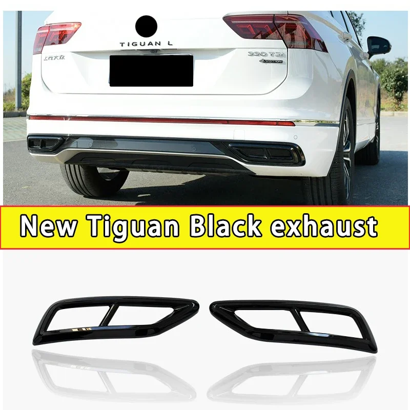 Car Styling For VW New Tiguan MK2 Chrome 2021 2022 2023 2024 Gloss Black Exhaust RLine Rear Bumper Exhaust Trim Accessory