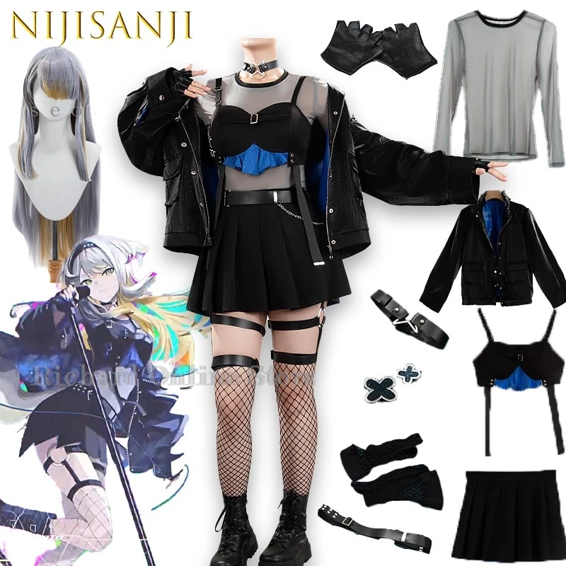 BNIJISANJI VTuber Mitarashi Dan Dog Shikiba Ruri peluca Cosplay Personaje de Anime Halloween carnaval fiesta disfraz pelucas sintéticas ‌