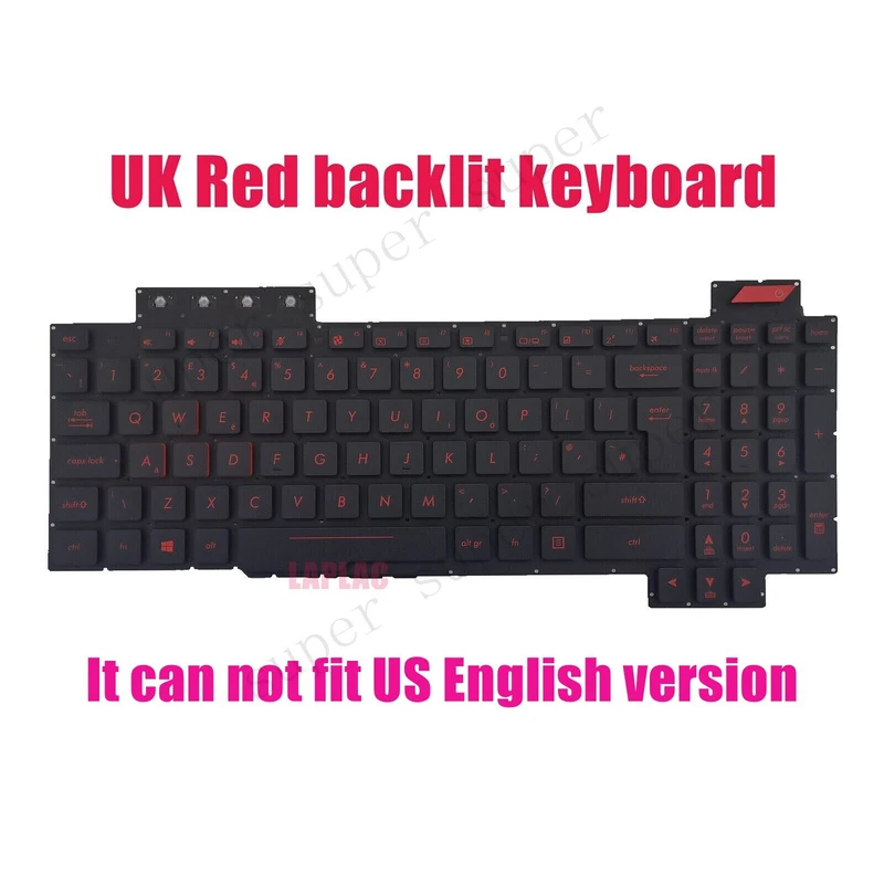 SSS+ UK Red Backlit keyboard for Asus FX503V/FX503VD/FX503VM